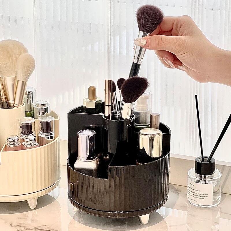Makeup table with 360 ° rotating brush holder – rotating makeup storage container